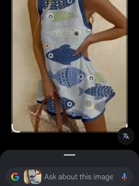 TikTok Viral Nice To Meet You Coastal Fish Print Mini Dress - Size Medium